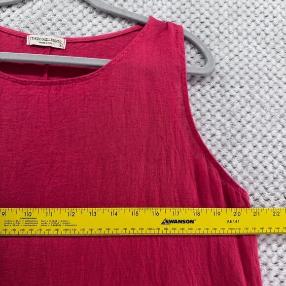 Terzo Millennio Dress Womens L Red Linen Tank Maxi Tiered Boat Neck Sleeveless - Picture 5 of 14